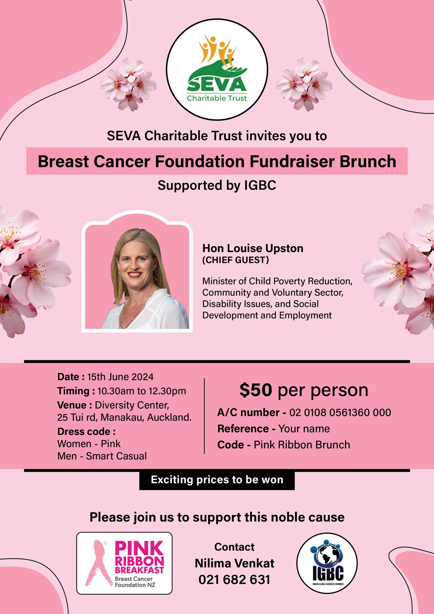 SEVA Charitable Trust Hosts Breast Cancer Foundation Fundraiser Brunch Supported by IGBC